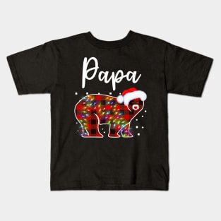 Papa Bear Pajama Red Buffalo Xmas Family Christmas Dad Kids T-Shirt